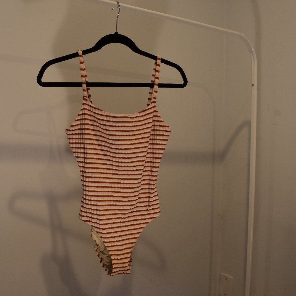Solid & Striped Ribbed One Piece Swimsuit